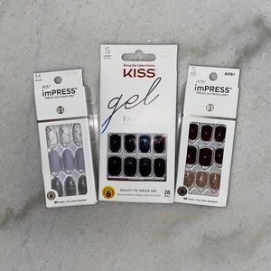 Kiss imPRESS + Gel Fantasy Press-On Nails Bundle - 2 Short, 1 Medium - NWT